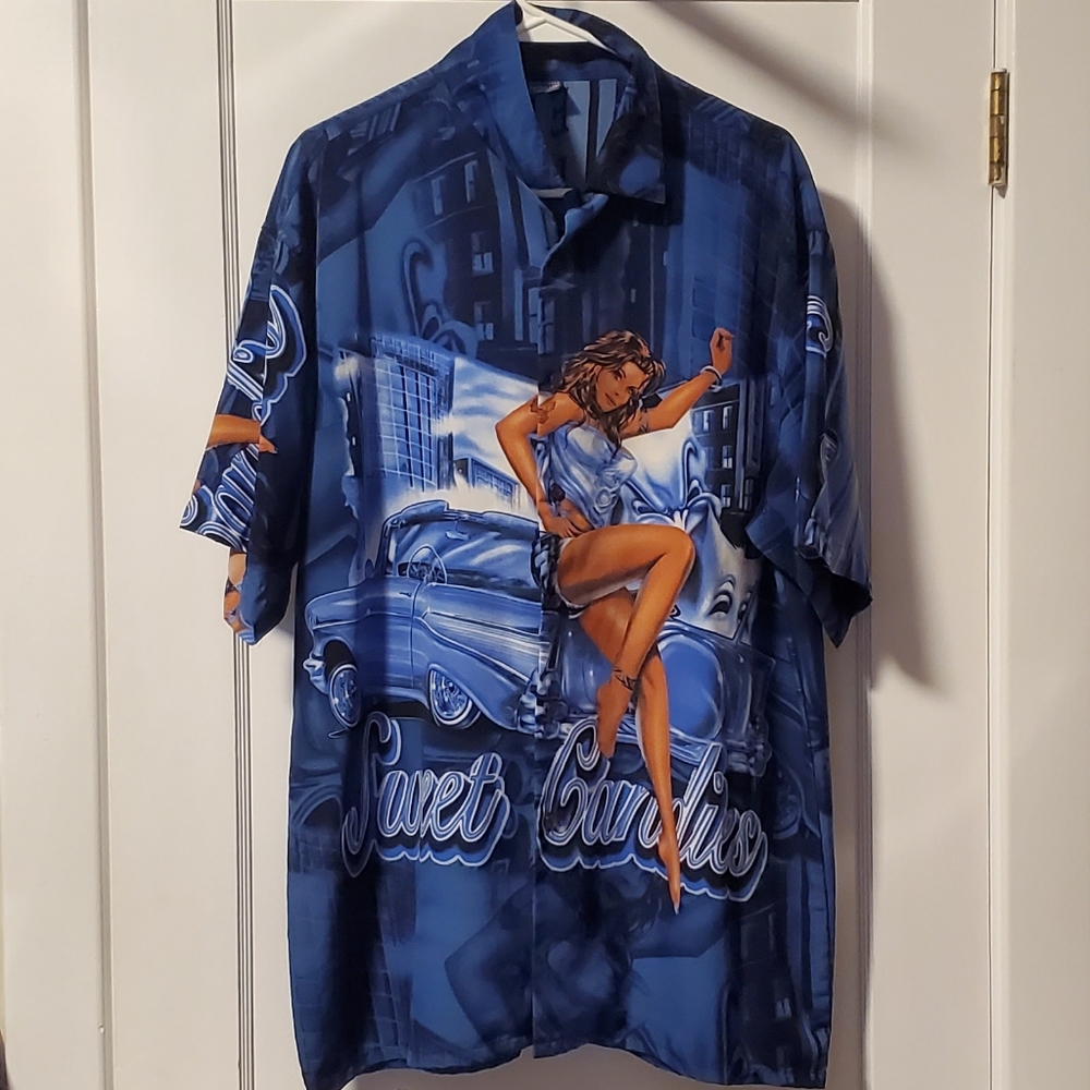 CRUIZIN LOW vintage 90s "Sweet Candies" all-over-print shirt LARGE Homiez girl